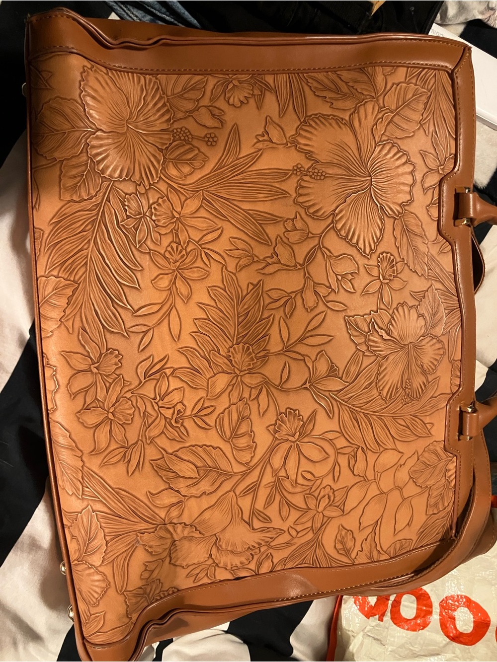 Nubily 100% brown leather shoulder bag , engraved & stamped on 1 side ,
